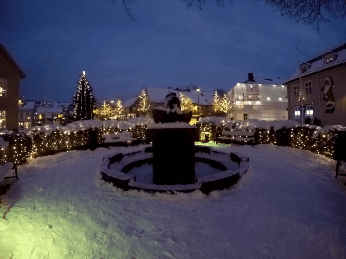Invierno el pueblo de Drøbak, Noruega
