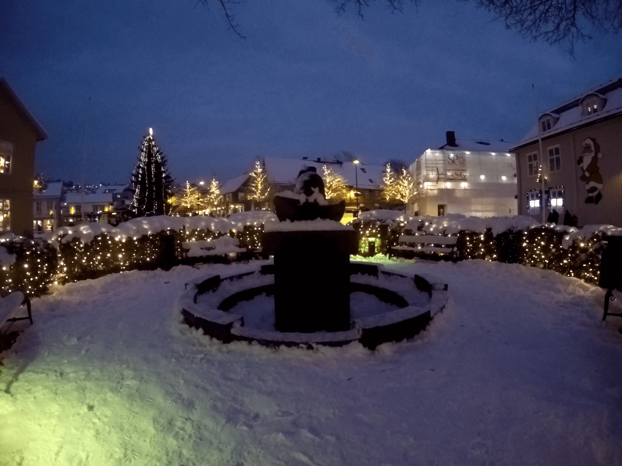 Invierno el pueblo de Drøbak, Noruega