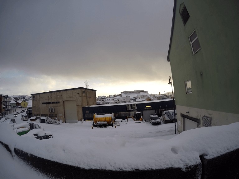 Honningsvåg, Nieve por todas las calles