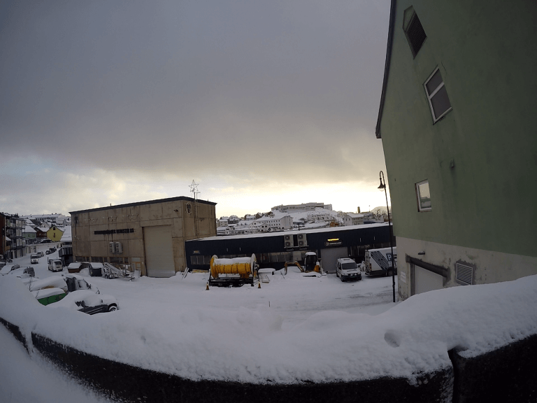 Honningsvåg, Nieve por todas las calles
