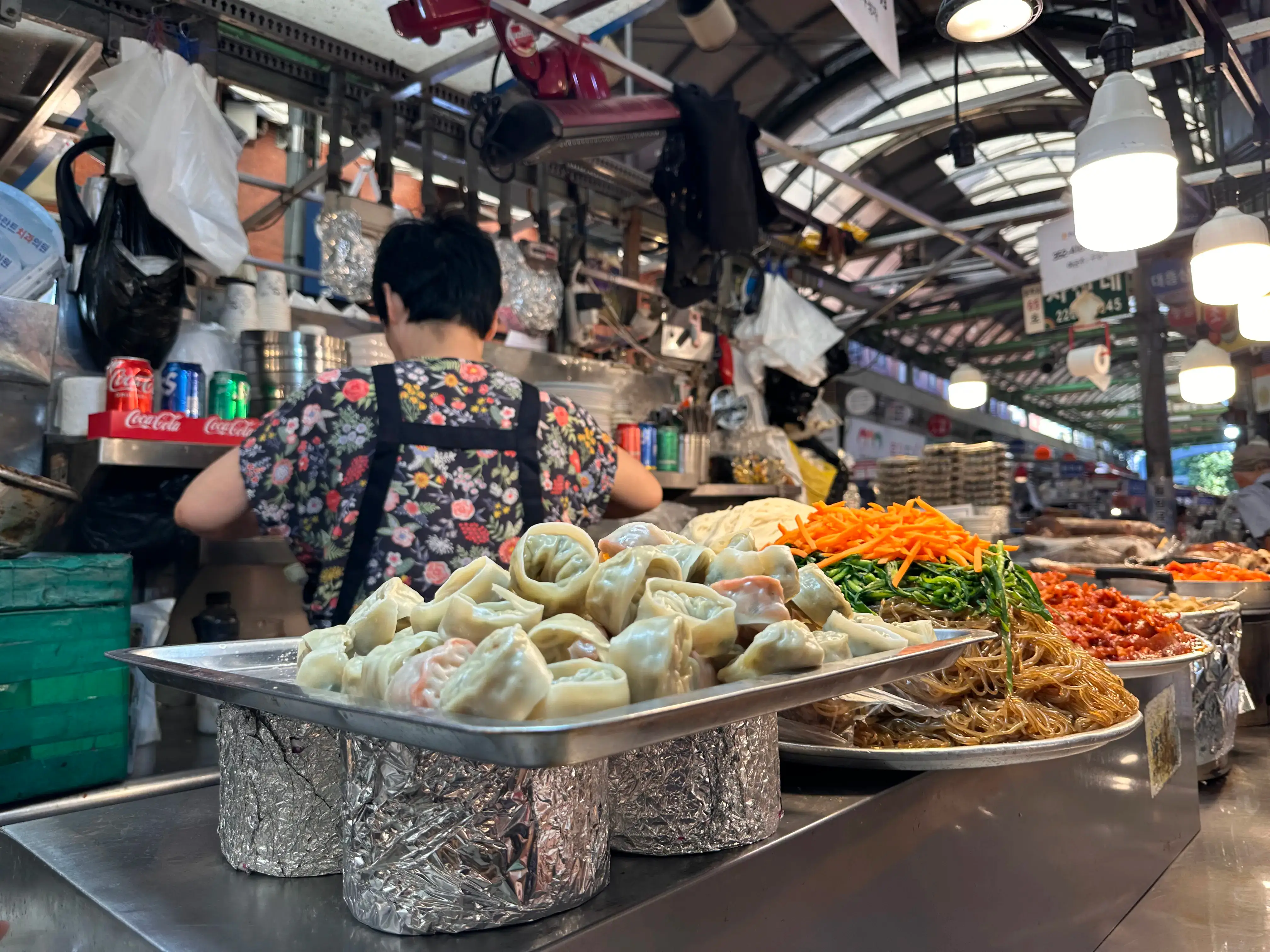 Comida en un mercado coreano