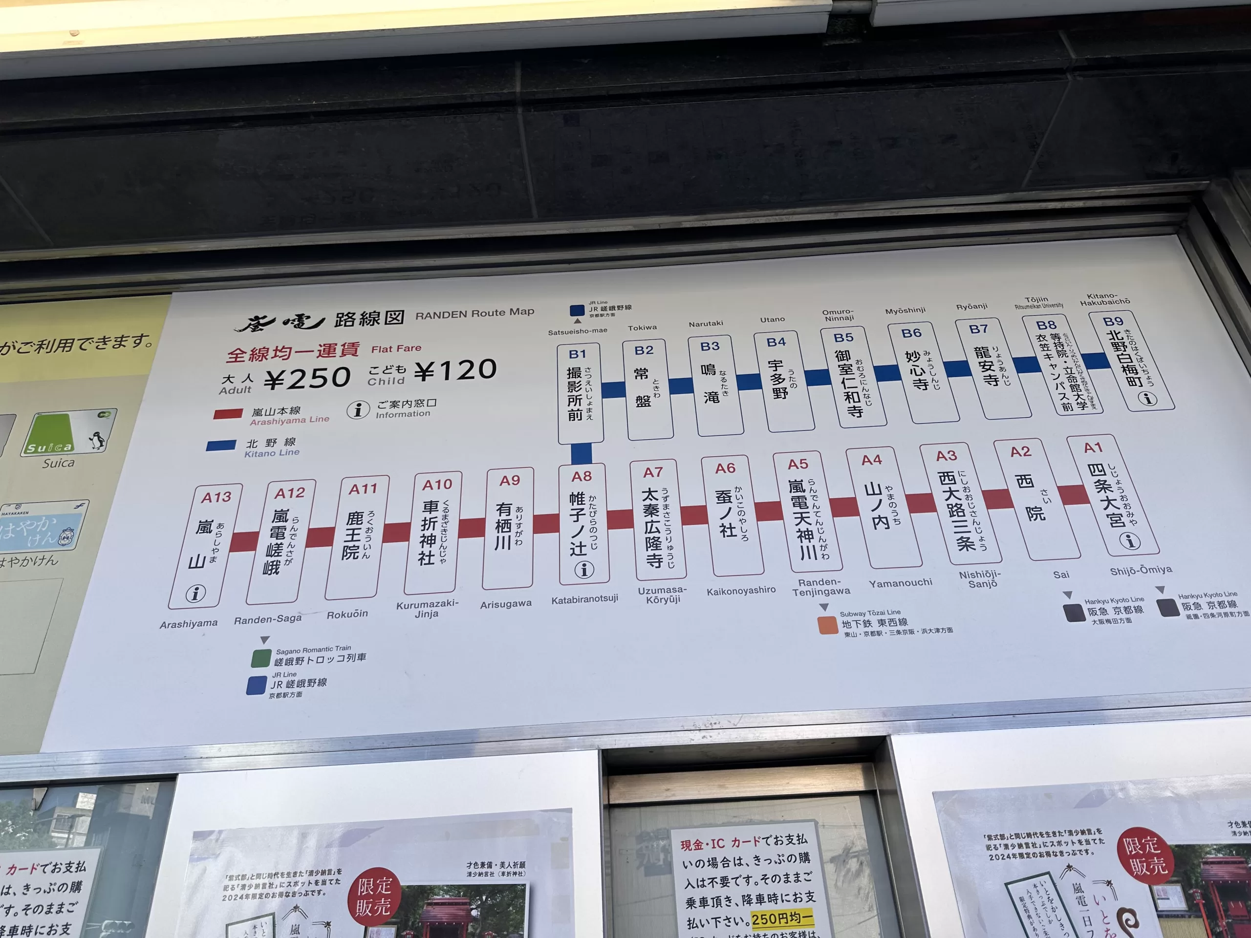 Mapa del Tranvía Randen desde Shijo-Omiya